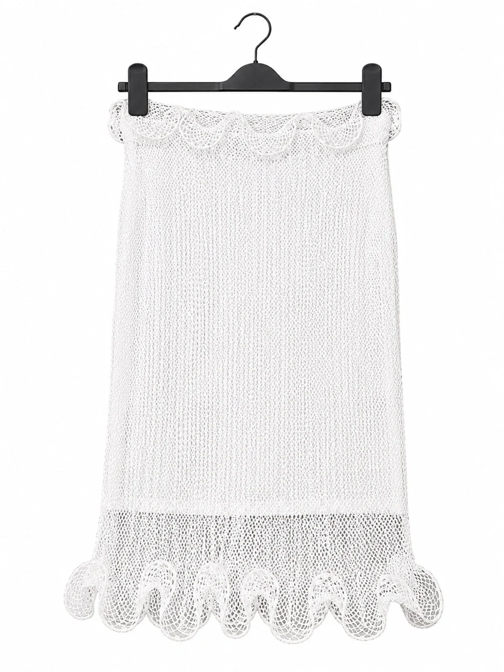 NWT BURBERRY OPTIC WHITE RUFFLED DETAIL PENCIL SKIRT